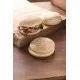 3 White Floury Baps on wooden board
