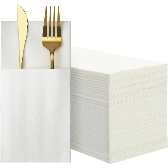 Mank Airlaid White Pocket Serviette with Cutlery 