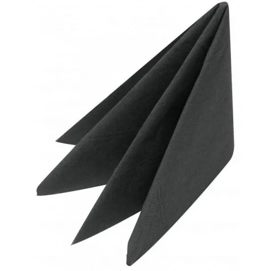 Stack of Black Dinner Napkins