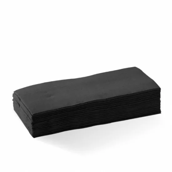 Stack of Black Dinner Napkins
