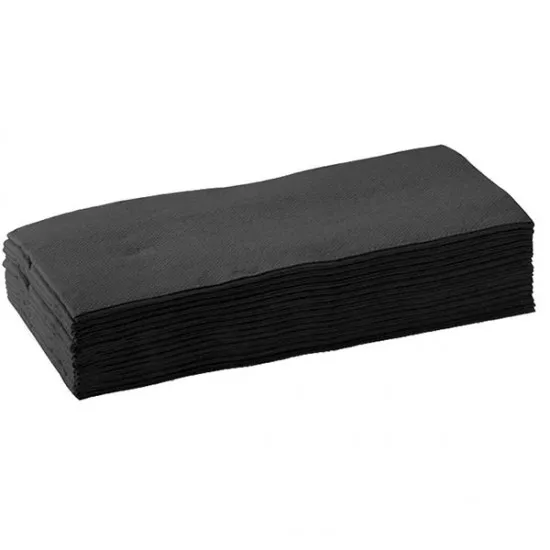 Stack of Black Dinner Napkins