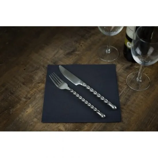 Stack of Black Dinner Napkins