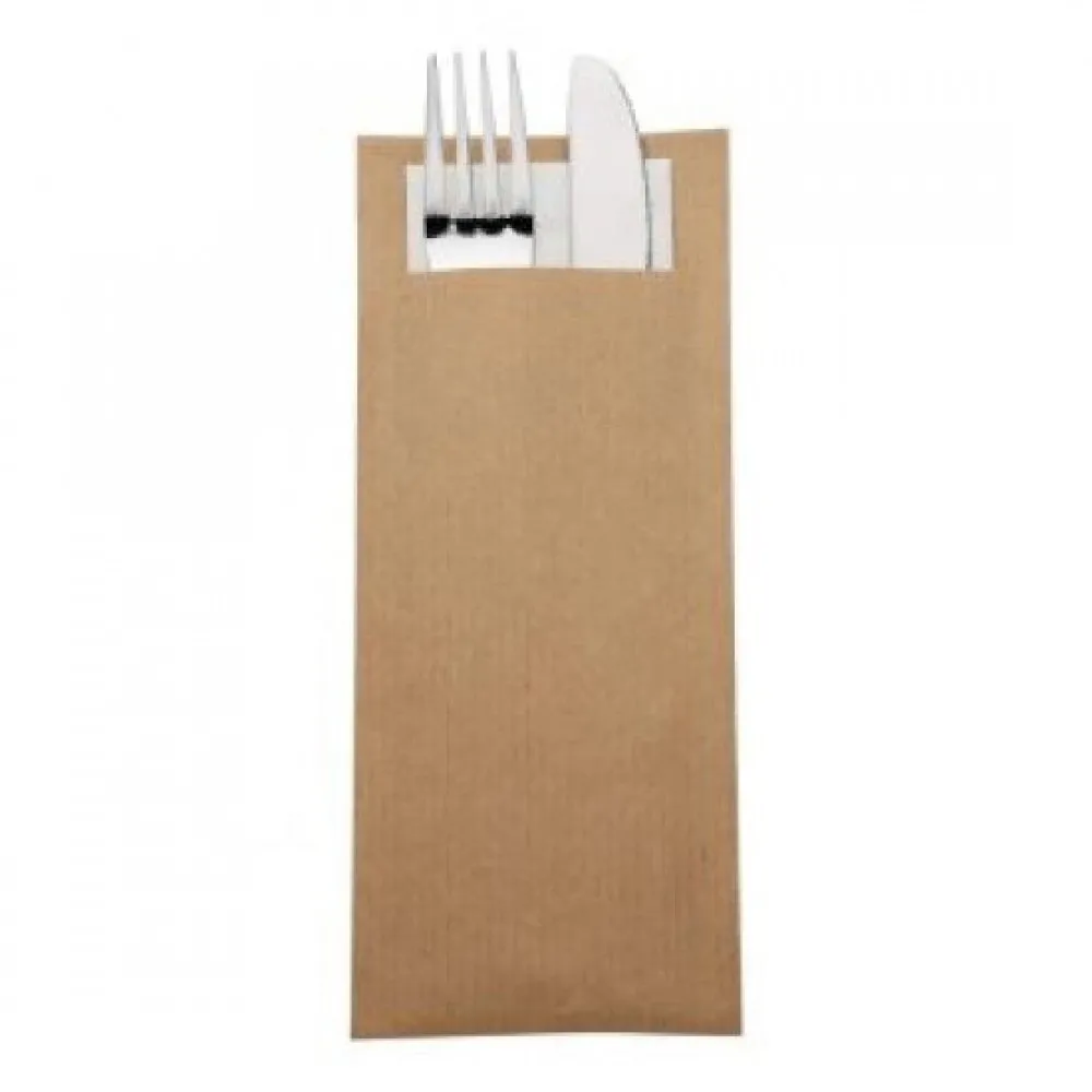 Kraft Cutlery Bags With Napkin X 500 T23