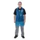 Man Wearing Disposable Blue Apron 