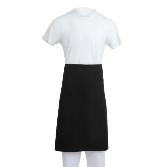 Lady wearing Black Pcotton Regular Waist Apron- 36x30 Long''