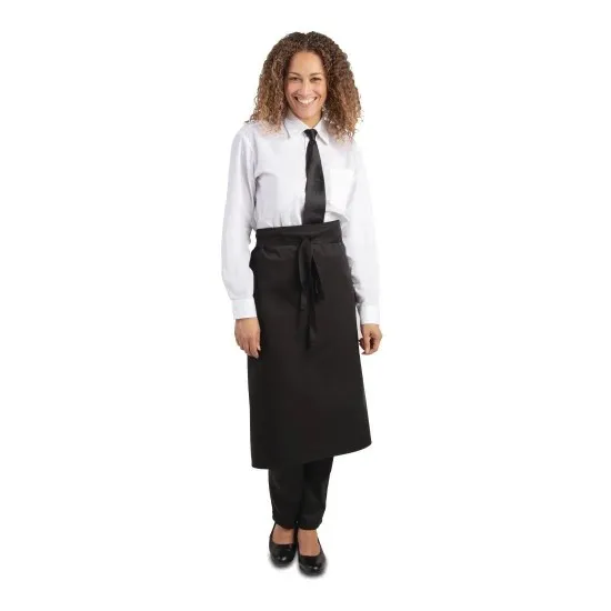 Lady wearing Black Pcotton Regular Waist Apron- 36x30 Long''