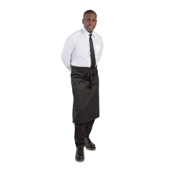 Lady wearing Black Pcotton Regular Waist Apron- 36x30 Long''