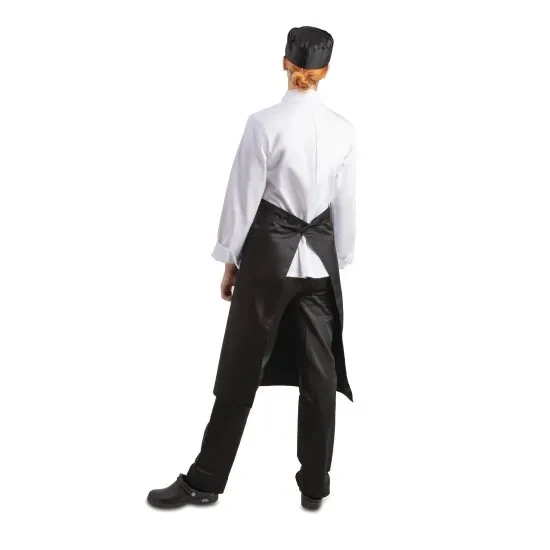 Lady wearing Black Pcotton Regular Waist Apron- 36x30 Long''