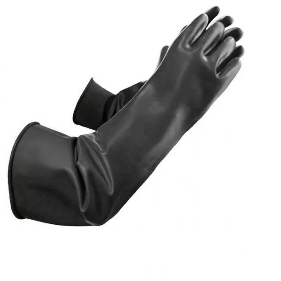 Black Rubber Gloves Long Sleeve X1