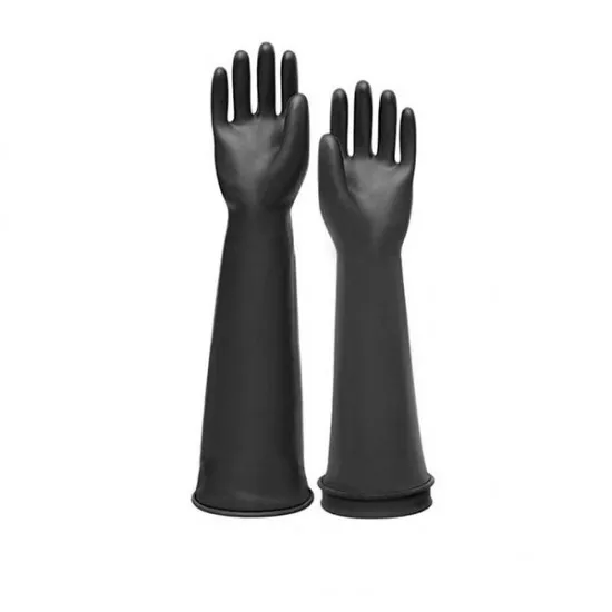 Black Rubber Gloves Long Sleeve X1