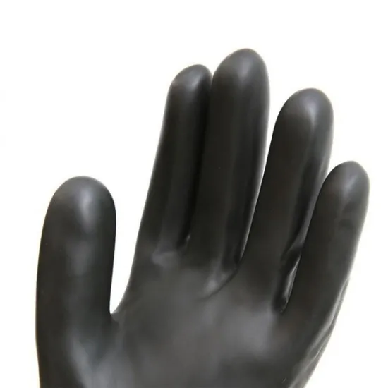 Black Rubber Gloves Long Sleeve X1
