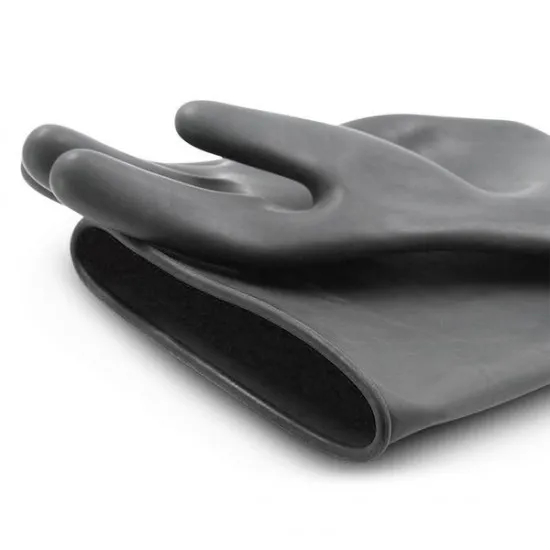 Black Rubber Gloves Long Sleeve X1
