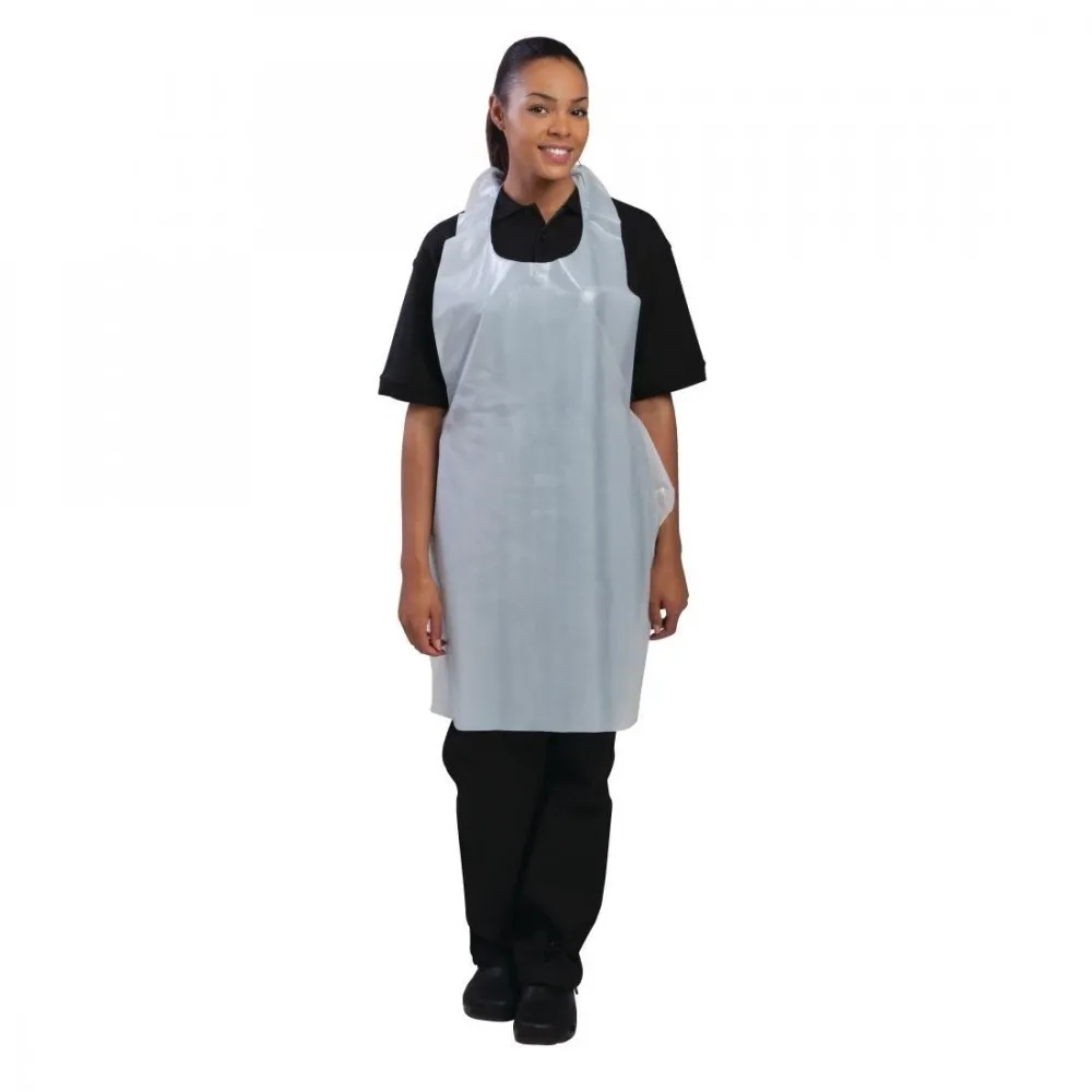 Disposable White  Plastic Apron X 100