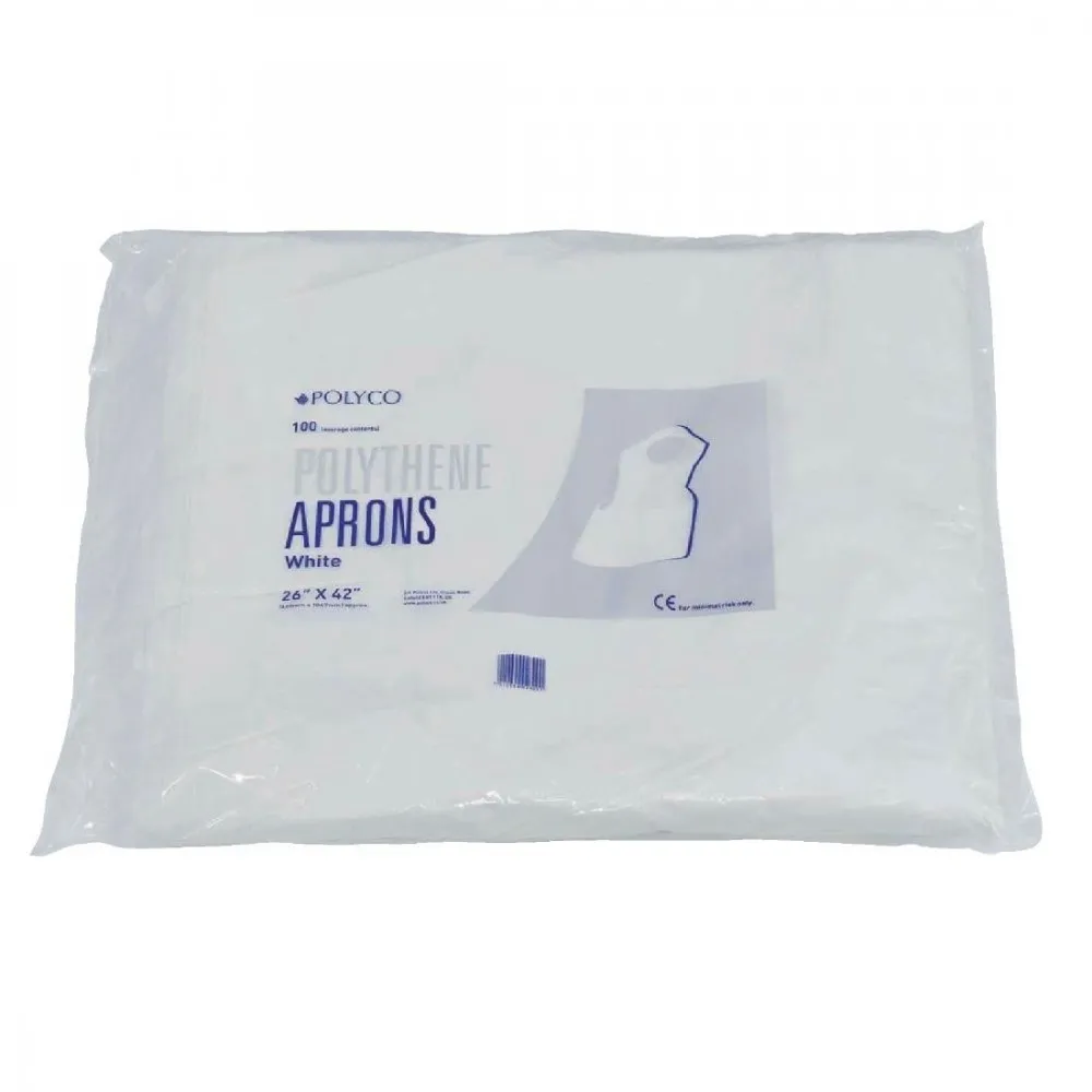 Disposable White  Plastic Apron X 100