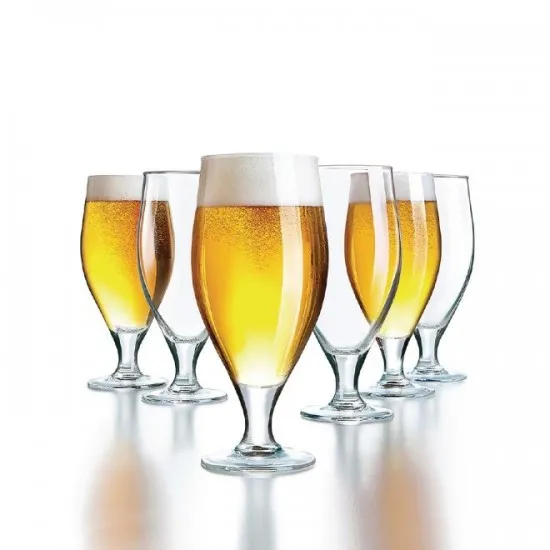 Cervoise 10.75oz Stem Beer Glasses Filled with Beer