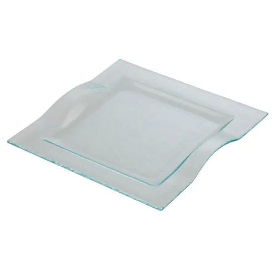 Glass Square Platter With Handles