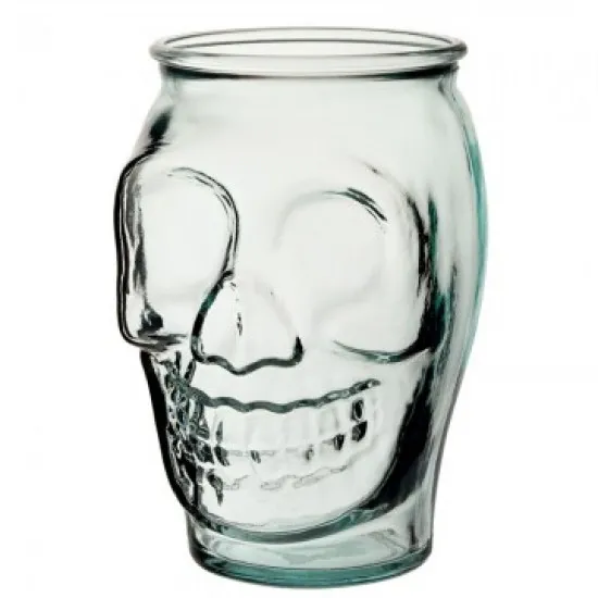 Tinted Green Tall Skull Jar 18oz