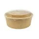 Brown Kraft 44oz Round Salad Bowl with a Plastic Lid