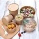 Brown Kraft 44oz Round Salad Bowl with a Plastic Lid