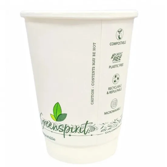Plastic Free 16oz White D/w Cups X 500