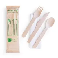 Wooden Knife, Fork, Spoon + Napkin X 250