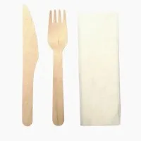 Wooden Knife, Fork + Napkin X 1000