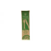 3 In 1 Wooden Cutlery Meal Pack X 50