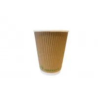 Kraft 12oz Ripple Compostable Cup X 500