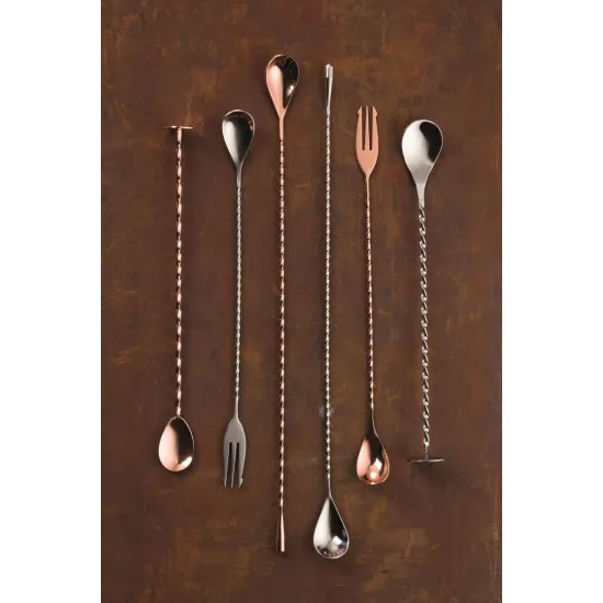 Two stainless steel cocktail spoons