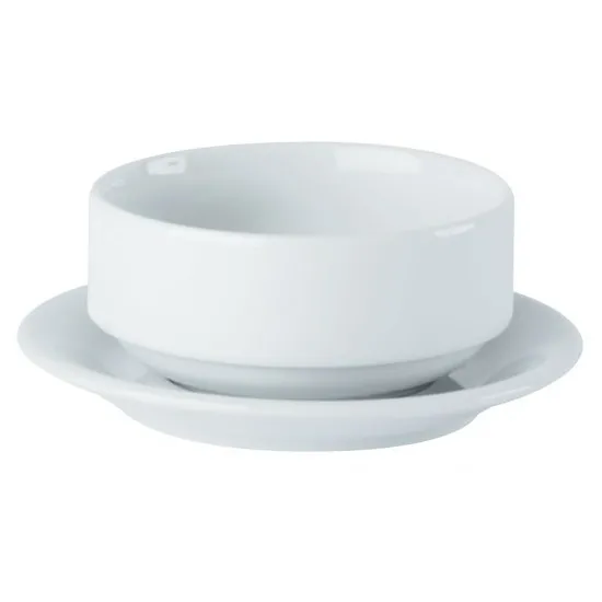 White Porcelite  Stacking Soup Bowl 10oz No Handle (for Saucer 132116)