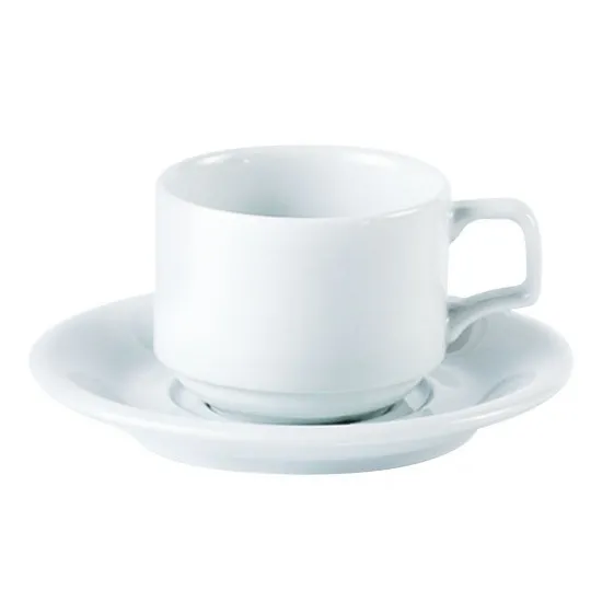 White Porcelain Stacking Cup on Saucer 7oz (for Saucer 132116)