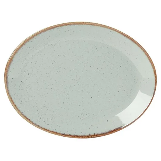Grey Coloured Seasons Stone Oval Plate 31cm