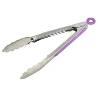Tongs S/s Purple Handle 9''