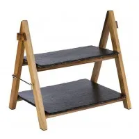 Acacia Wood Foldable Stand With 2 Trays