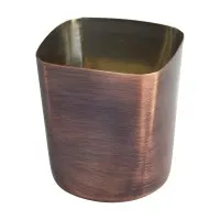 French Fry Cup S/s Sq Mouth Mirroe Finish Hammered Antique Copper