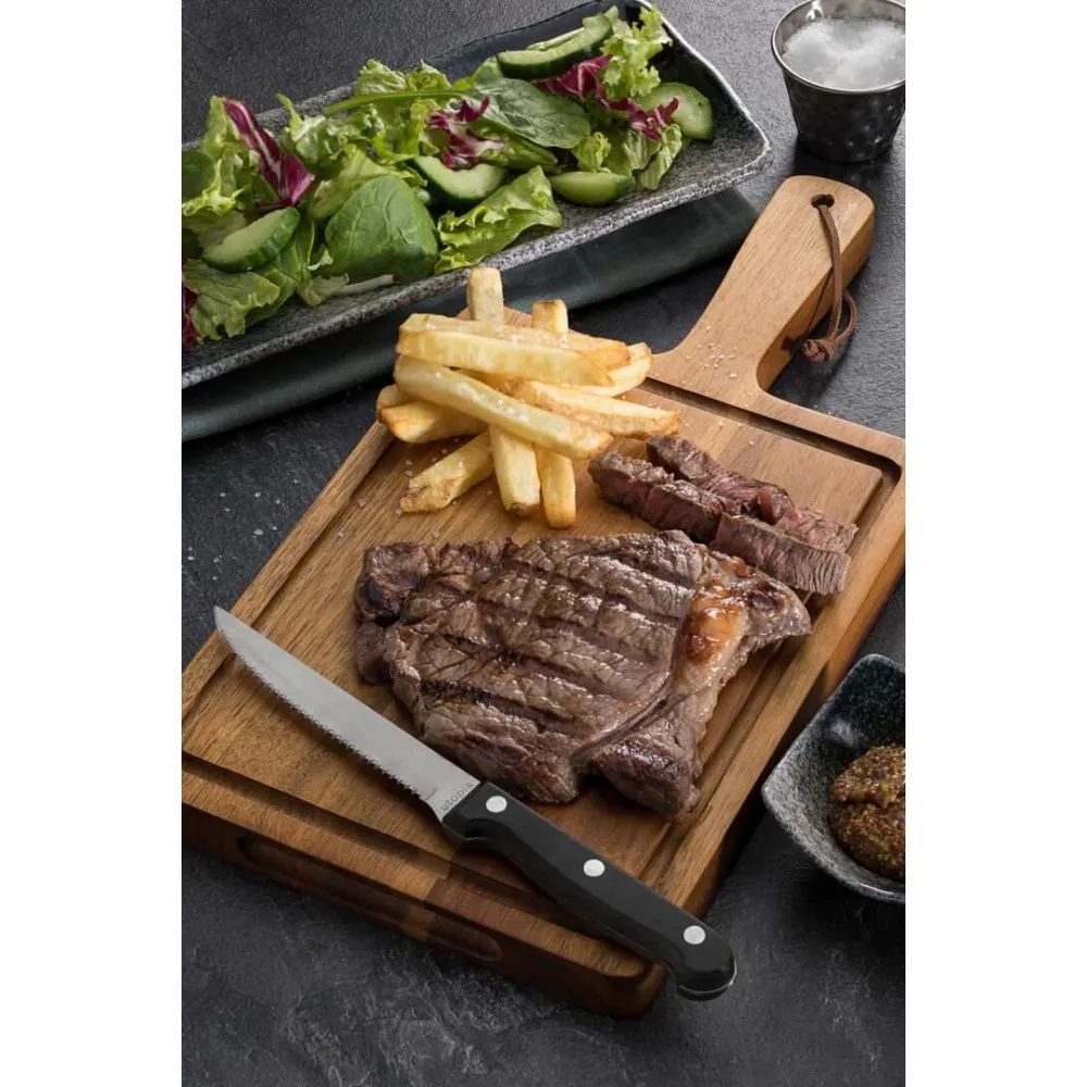 Steak Knife Black Handle X 12