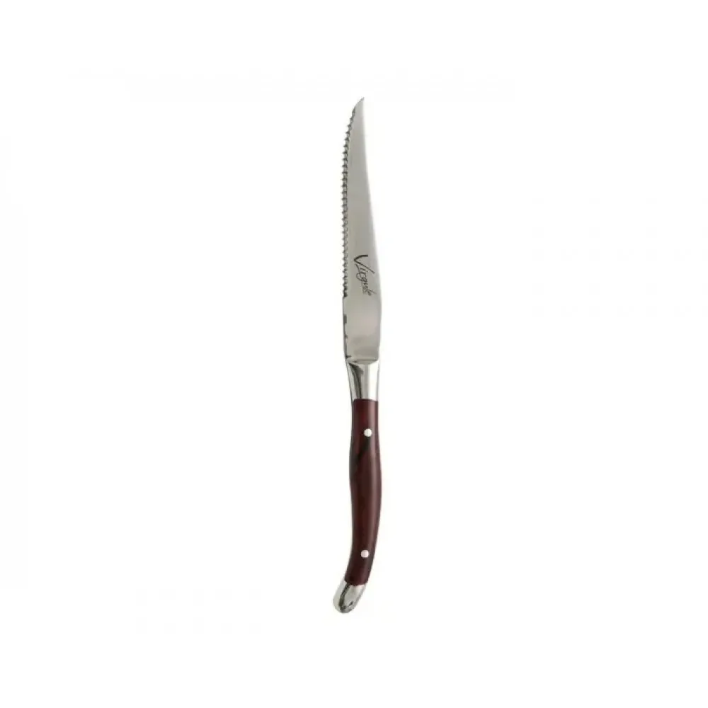 Virgule Steak Knife Brown Handle X 12