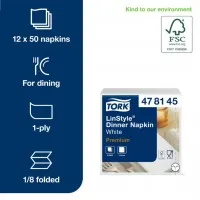 Tork Linstyle Napkin 8 Fold White X 700