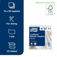 Tork Linstyle Napkin White 4 Fold X 700