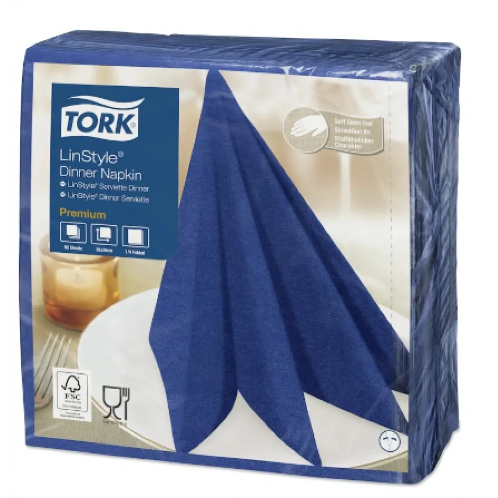 Tork Linstyle Midnight Blue 4 Fold Dinner Napkin X 700