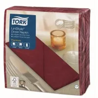 Tork Linstyle Burgundy 8 Fold Dinner Napkin X 700
