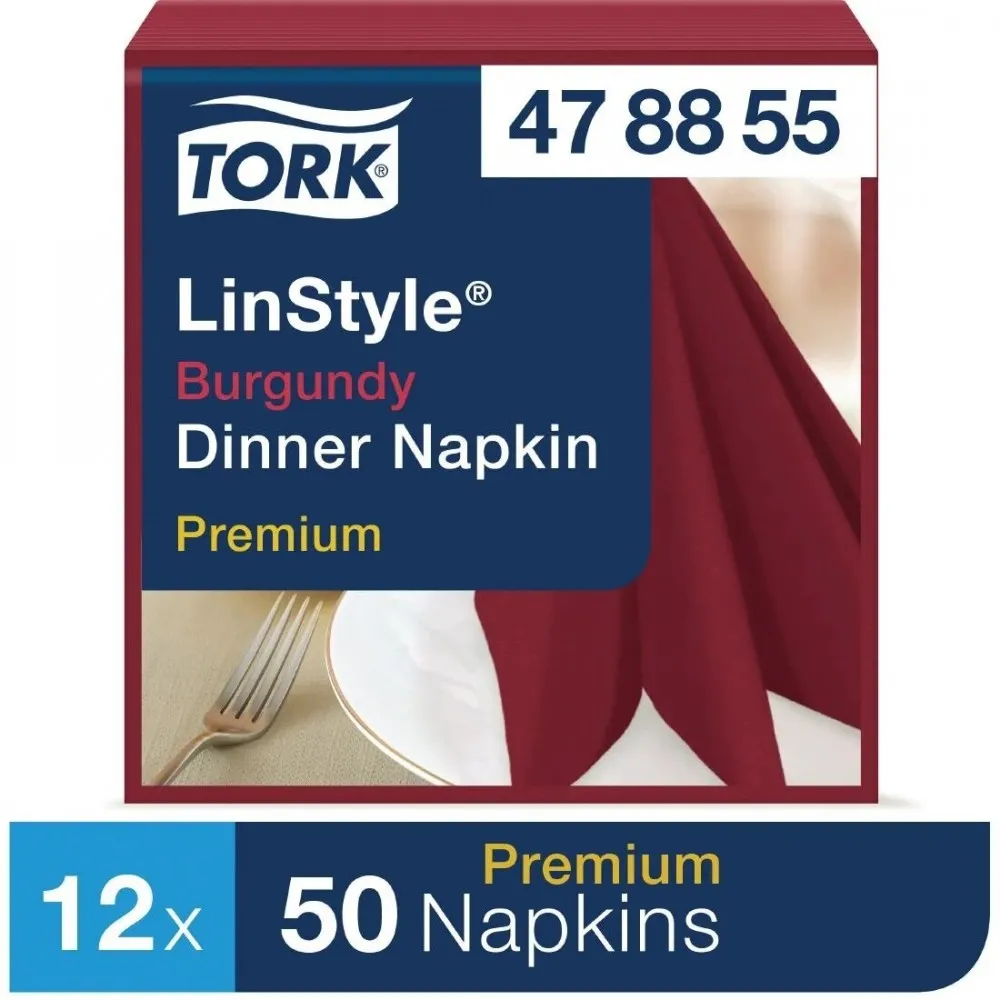 Tork Linstyle Burgundy 8 Fold Dinner Napkin X 700