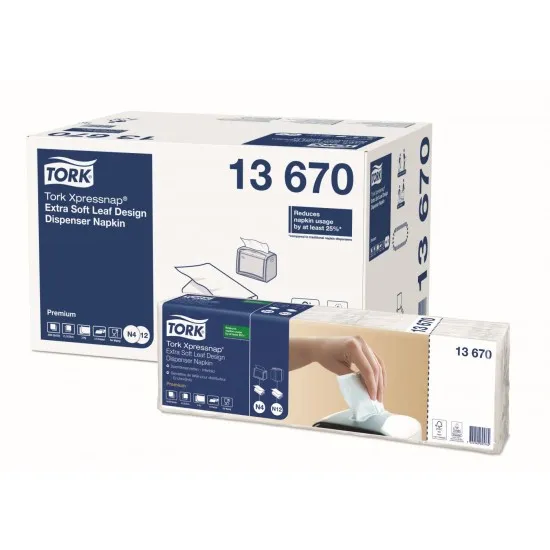 Tork Xpressnap Extra Soft Leaf Design White Dispenser Napkin