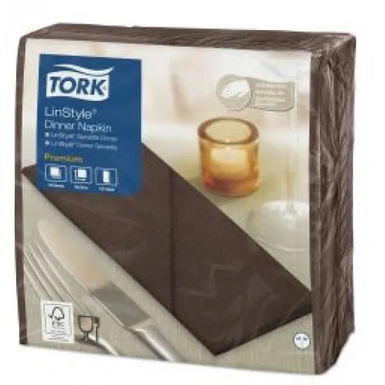 Tork Premium Linstyle Cocoa Dinner Napkin  8 Fold 39cm X 600