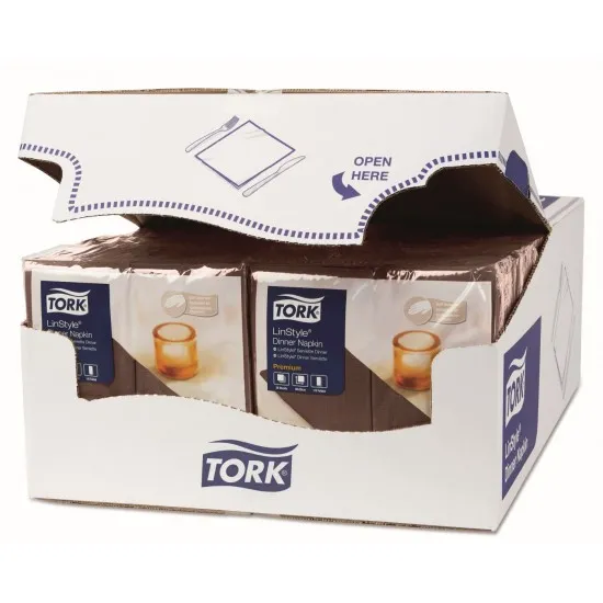 Tork Premium Linstyle Cocoa Dinner Napkin  8 Fold 39cm X 600