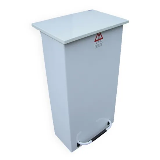 Fire Retardant Bin Large White 87lt with Foot Pedal