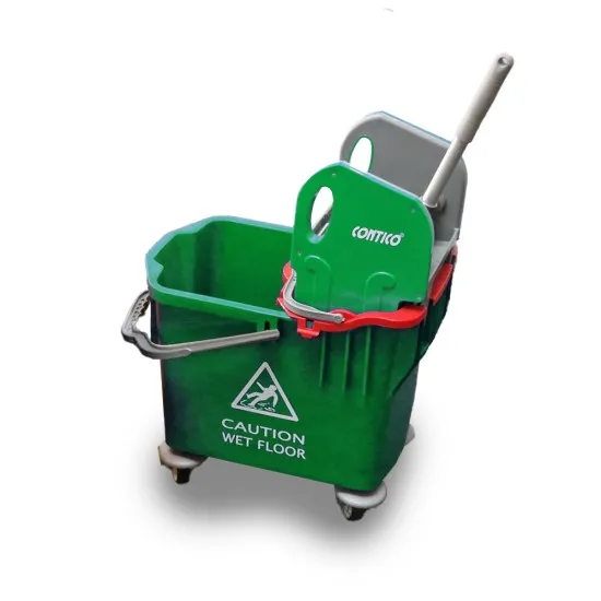 Green wheelie Triangle Bucket Mop Bucket & Wringer Syr Green
