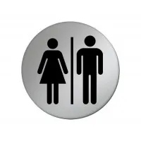 Ladies/gents Toilet Silver Disk Sign 75mm