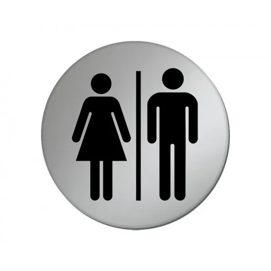 Ladies/gents Toilet Silver Disk Sign 75mm