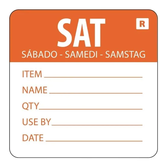 Removable Use By Label 2x2'' X 500 Saturday